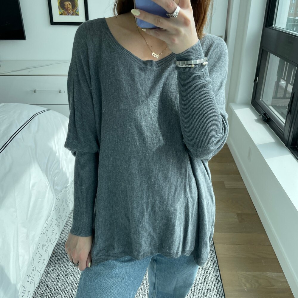 Trouve Scoop Neck Balloon Sleeve Sweater